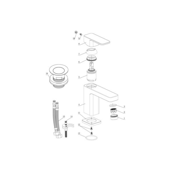 Trinity Aire Cloakroom Basin Mixer Tap With Waste - Chrome - Image 4