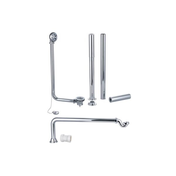 Trinity Exposed Bath Plug & Chain Waste With Pipe Shrouds - Chrome
