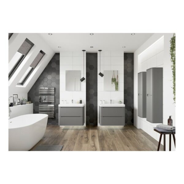 Trinity Sleek 2 Drawer Floorstanding Vanity Unit With Basin - 600mm Wide - Image 4
