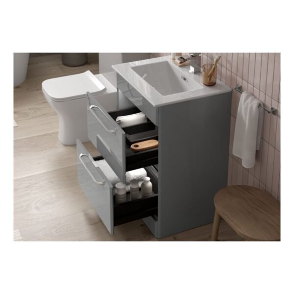 Trinity Curve 2 Drawer Floorstanding Vanity Unit With Basin - 610mm Wide - Image 8