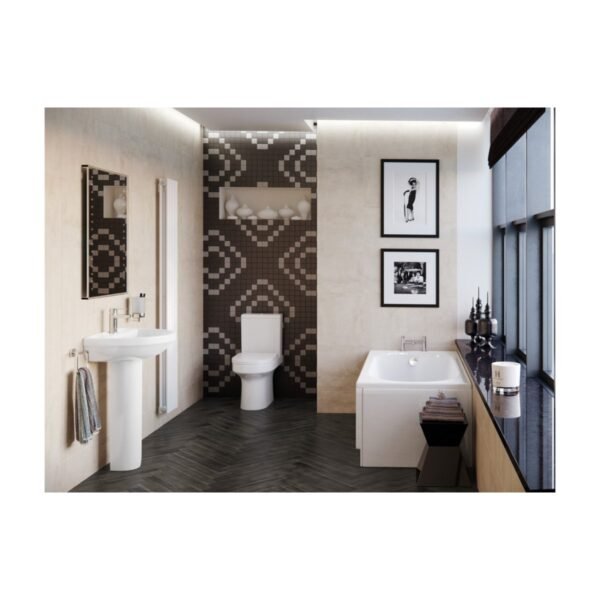 Trinity Denby Rimless Close Coupled Open Back Toilet With Soft Close Seat - Image 2