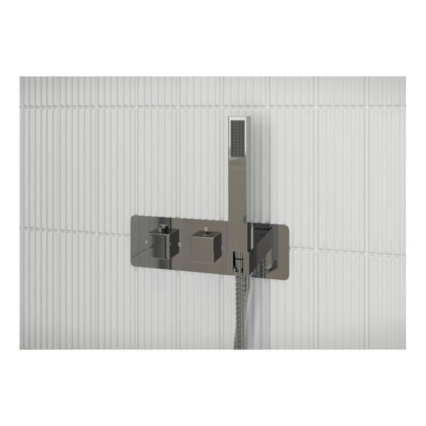 Trinity Tranquil Shower Pack One - Two Outlet Twin Shower Valve With Handset & ABS Overhead - Chrome - Image 2