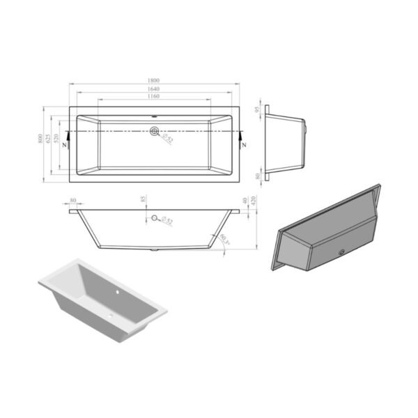 Trinity Haven Double Ended Bath With Legs - White - Image 5