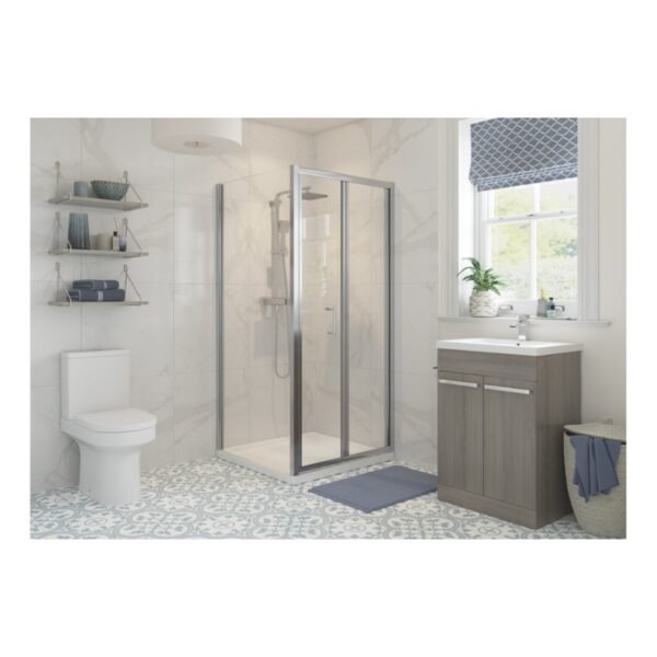BSUKE Bolton Bi-Fold Shower Door With Side Panel - Polished Silver - Image 2