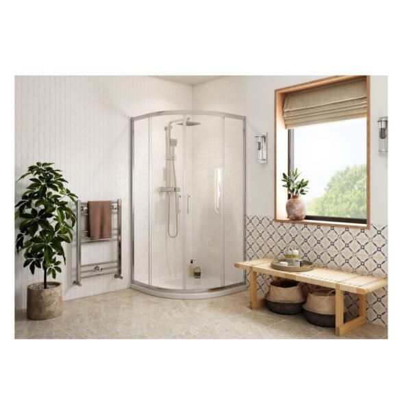 BSUKE Bolton 2 Door Easy-Fit Quadrant Shower Enclosure - 6mm Glass - Polished Silver