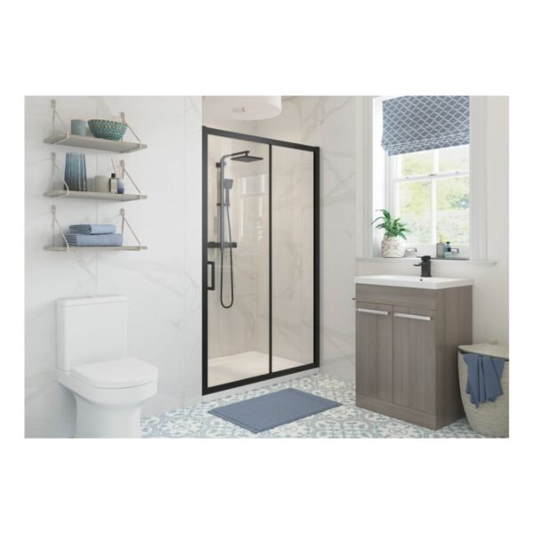 BSUKE Bolton Recessed Sliding Shower Door - Black