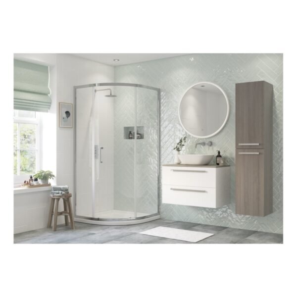 BSUKE Langley 1 Door Quadrant Shower Enclosure - 8mm Glass - Polished Silver