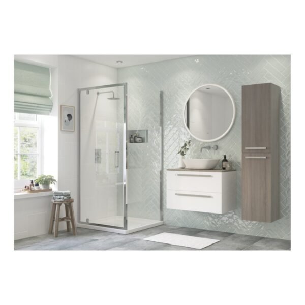 BSUKE Langley Recessed Pivot Shower Door - Polished Silver - Image 3