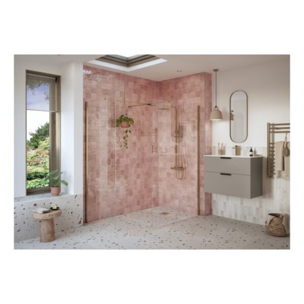 BSUKE Noble Wetroom Side Panel & Arm - 8mm Glass - Brushed Bronze