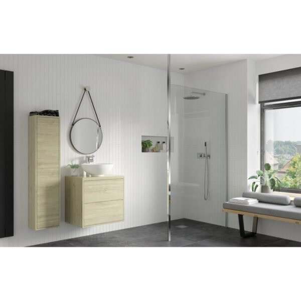 BSUKE Noble Wetroom Panel & Floor-to-Ceiling Pole - 8mm Glass - Polished Silver