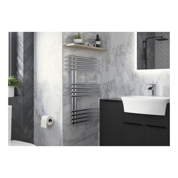 Trinity Hebble Round Ladder Heated Towel Rail - 800mm x 500mm - Chrome