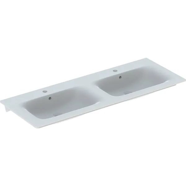 Geberit Renova Slim Rim Double Vanity Basin - 1300mm Wide - 2 TH - White