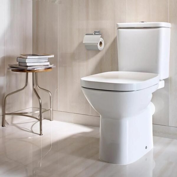 Roca Debba Rimless Open Back Close Coupled Toilet With Dual Flush Cistern - White