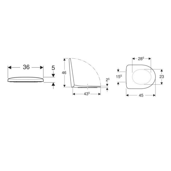 Geberit Selnova Close Coupled Toilet With Cistern And Standard Toilet Seat - White - Image 7