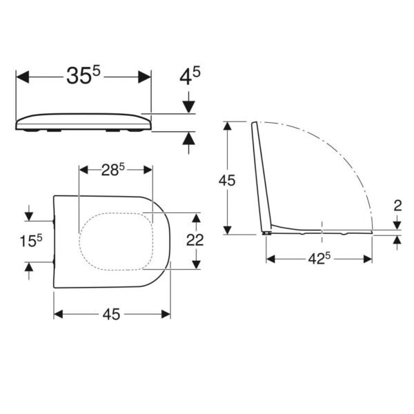 Geberit Smyle Square Soft Close Toilet Seat And cover - White - Image 2