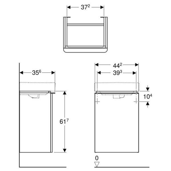 Geberit Smyle 1 Door Wall Hung Vanity Unit With Basin - 450mm Wide - 1 TH - Image 3