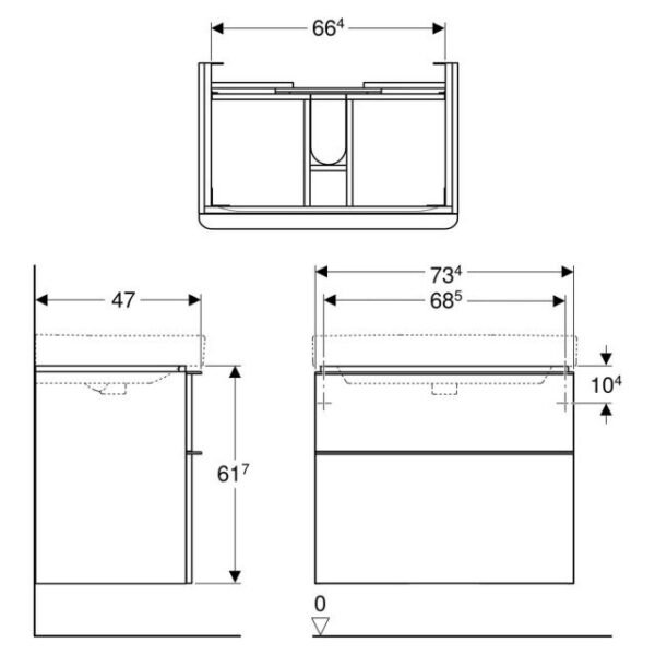 Geberit Smyle 1 Door Wall Hung Vanity Unit With Basin - 750mm Wide - 1 TH - Image 3