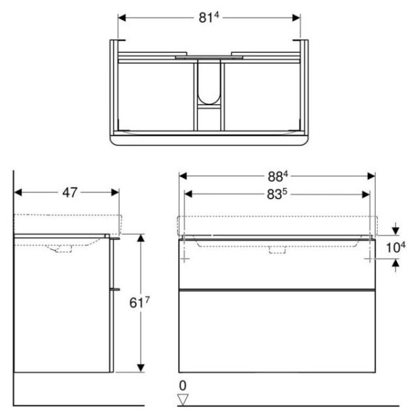 Geberit Smyle 1 Door Wall Hung Vanity Unit With Basin - 900mm Wide - Image 5
