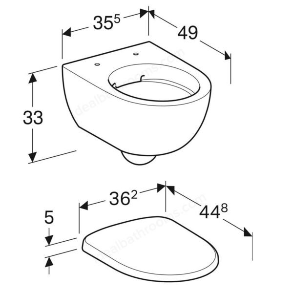 Geberit Selnova Compact Premium Wall Hung Toilet With Seat - White - Image 4