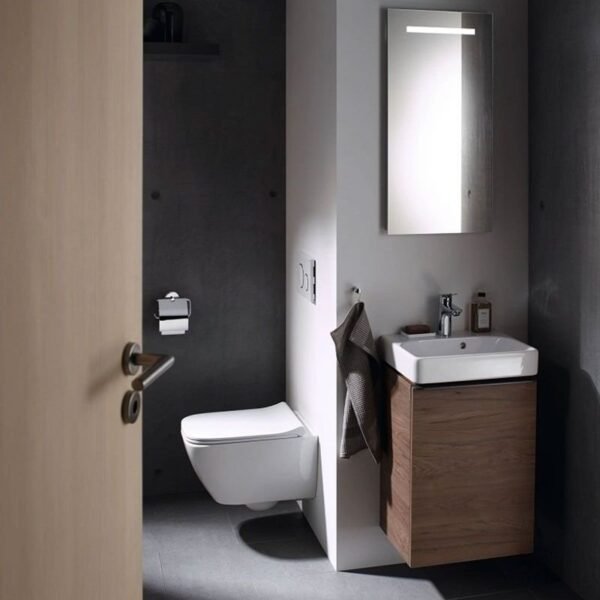 Geberit Smyle Square Wall Hung Toilet With Sandwich Soft Close Seat - White - Image 4