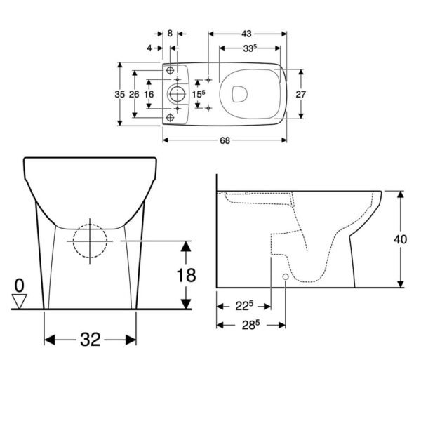 Geberit Selnova Square Rimless Close Coupled Toilet With Cistern And Seat - White - Image 4