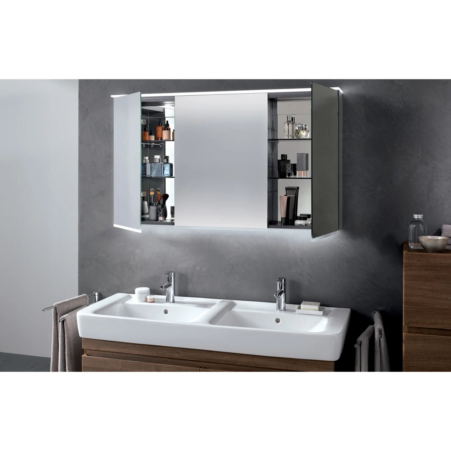 Geberit Option Plus 3 Door Illuminated Mirror Cabinet - 700mm X 1200mm