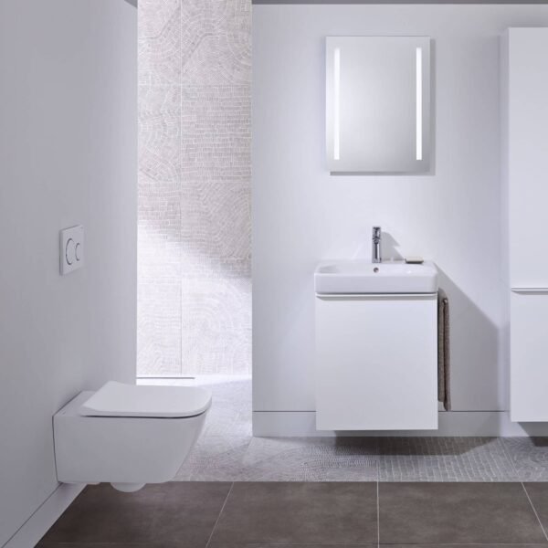 Geberit Smyle Square Rimless Wall Hung Toilet With Quick Release Soft Close Seat - White - Image 4