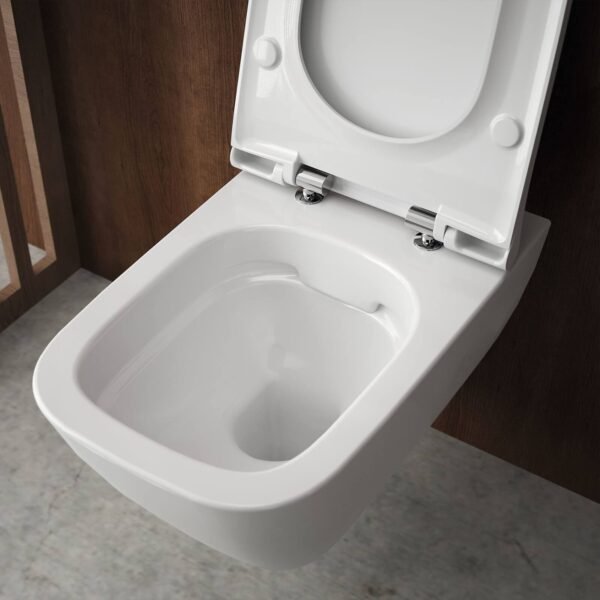 Geberit Smyle Square Rimless Wall Hung Toilet With Quick Release Soft Close Seat - White - Image 6