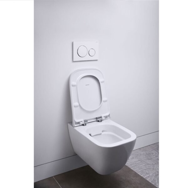 Geberit Smyle Square Rimless Wall Hung Toilet With Quick Release Soft Close Seat - White - Image 8