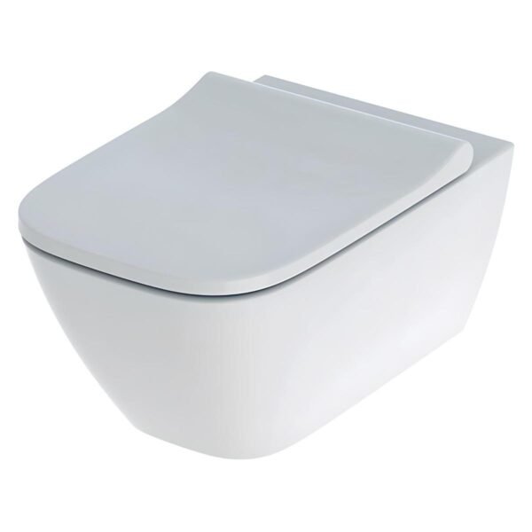 Geberit Smyle Square Rimless Wall Hung Toilet With Quick Release Soft Close Seat - White - Image 2