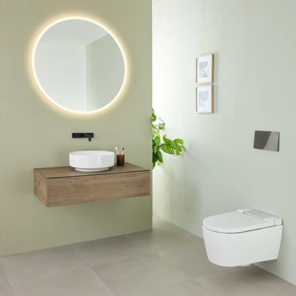 Geberit VariForm Round Sit On Countertop Basin - 400mm Wide - No TH - White