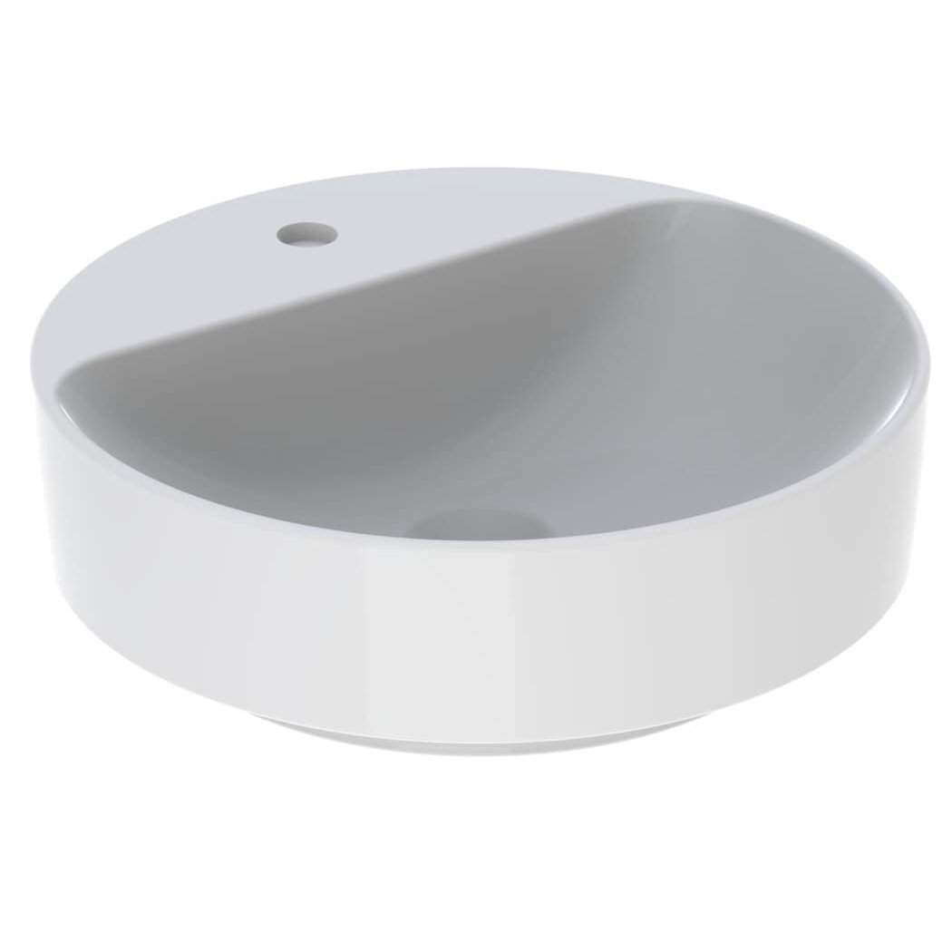 Geberit VariForm Round Sit On Countertop Basin - 450mm Wide - 1 TH - White