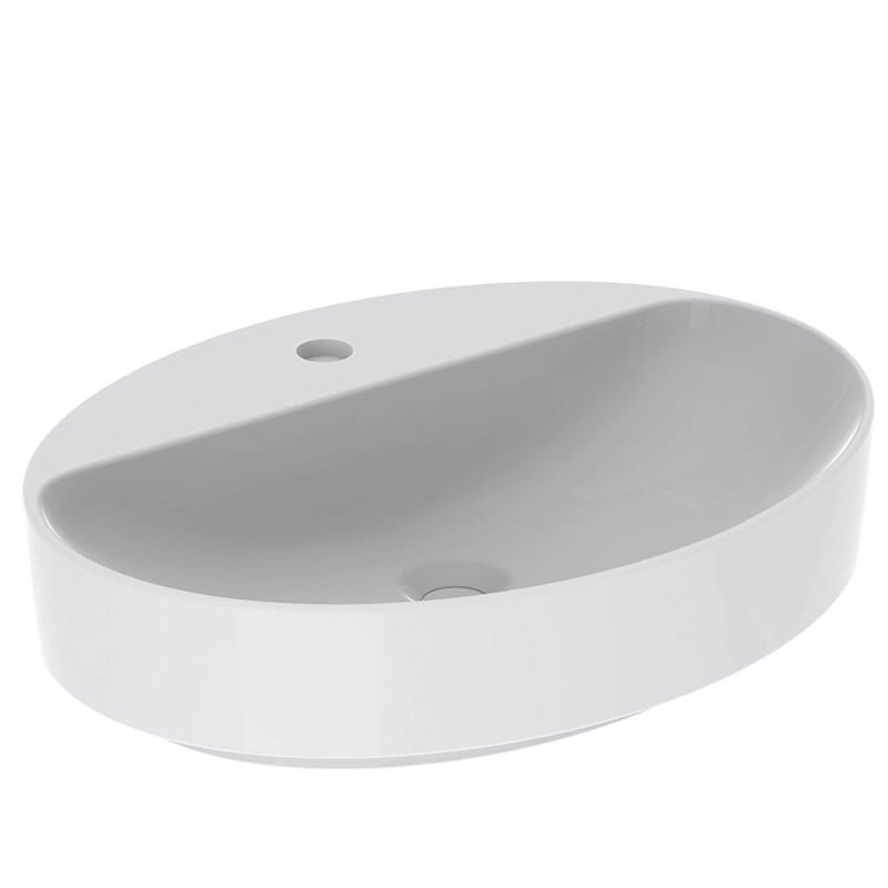 Geberit VariForm Oval Sit On Countertop Basin - 600mm Wide - 1 TH - White