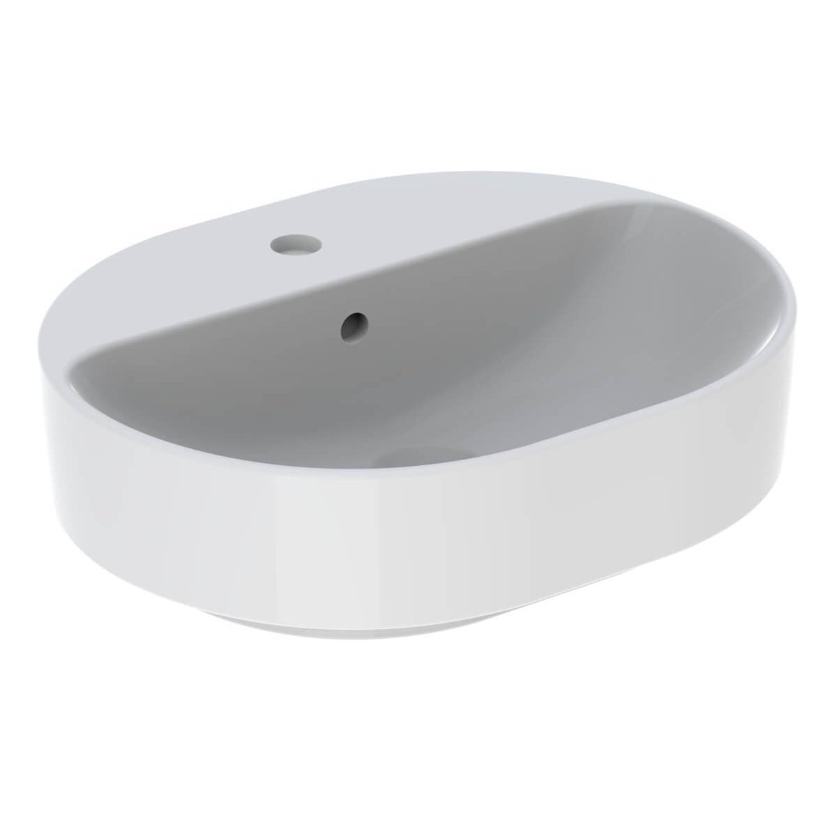 Geberit VariForm Oval Sit On Countertop Basin With Overflow- 600mm Wide - 1 TH - White