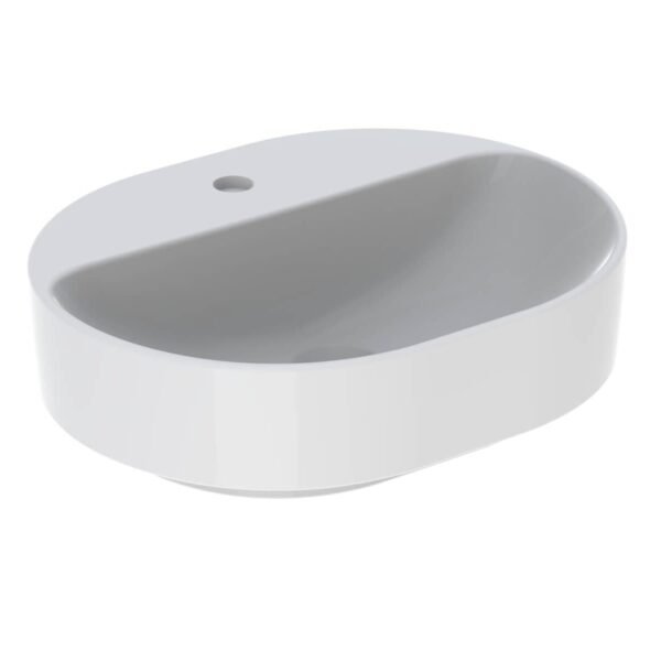 Geberit VariForm Oval Sit On Countertop Basin - 500mm Wide - No TH - White
