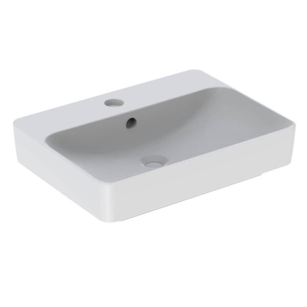 Geberit VariForm Rectangular Sit On Countertop Basin With Overflow - 600mm Wide - 1 TH - White