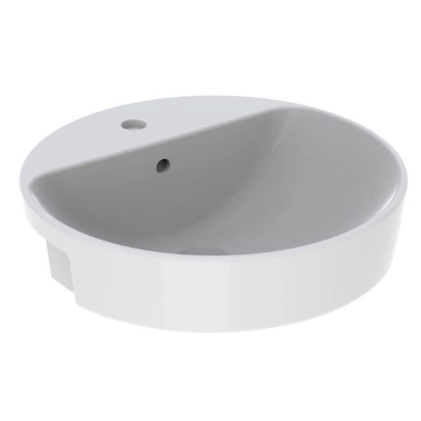 Geberit VariForm Round Semi Recessed Basin - 500mm Wide - 1 TH - White