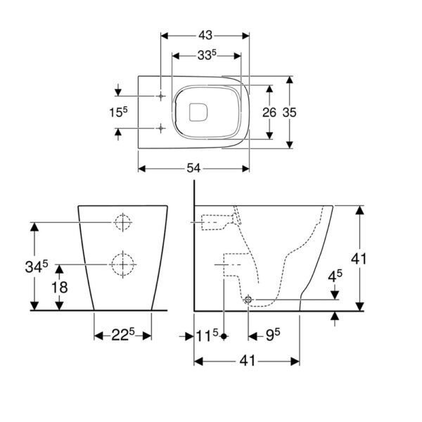 Geberit Smyle Rimless Back To Wall Toilet With Seat - White - Image 3