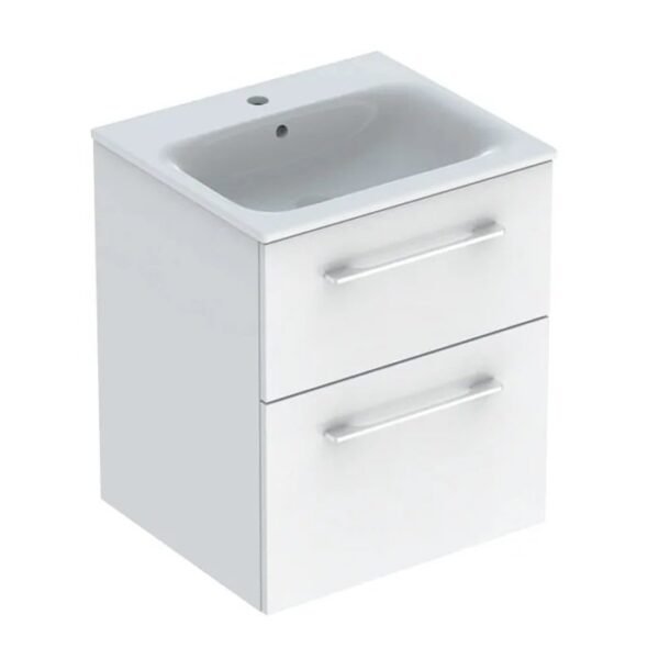 Geberit Selnova Square 2 Drawer Slim Wall Hung Vanity Unit And Basin - 538mm Wide - 1 TH - Image 2