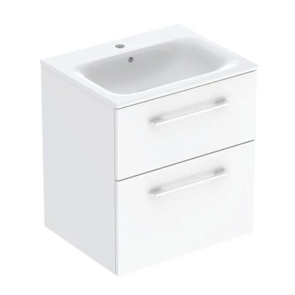 Geberit Selnova Square 2 Drawer Slim Wall Hung Vanity Unit And Basin - 588mm Wide - 1 TH