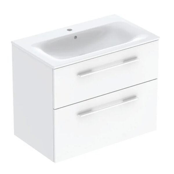 Geberit Selnova Square 2 Drawer Slim Wall Hung Vanity Unit And Basin - 788mm Wide - 1 TH