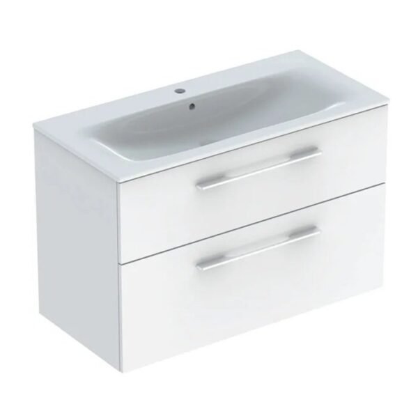 Geberit Selnova Square 2 Drawer Slim Wall Hung Vanity Unit And Basin - 988mm Wide - 1 TH