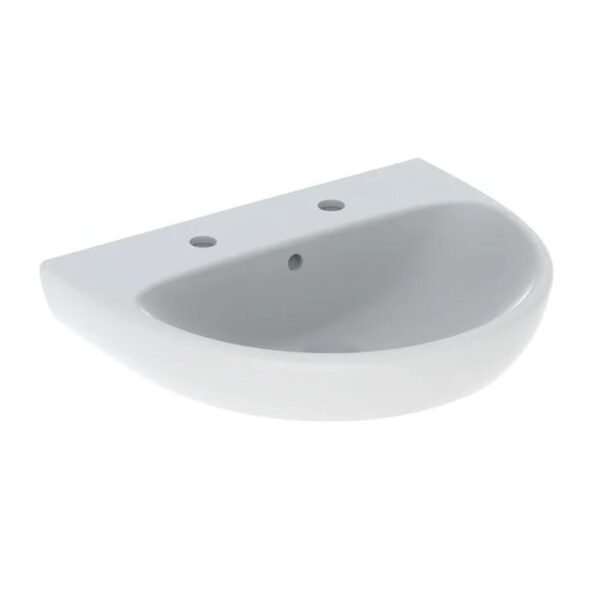 Geberit Selnova Curved Basin With Full Pedestal - 600mm Wide - 2 TH - White