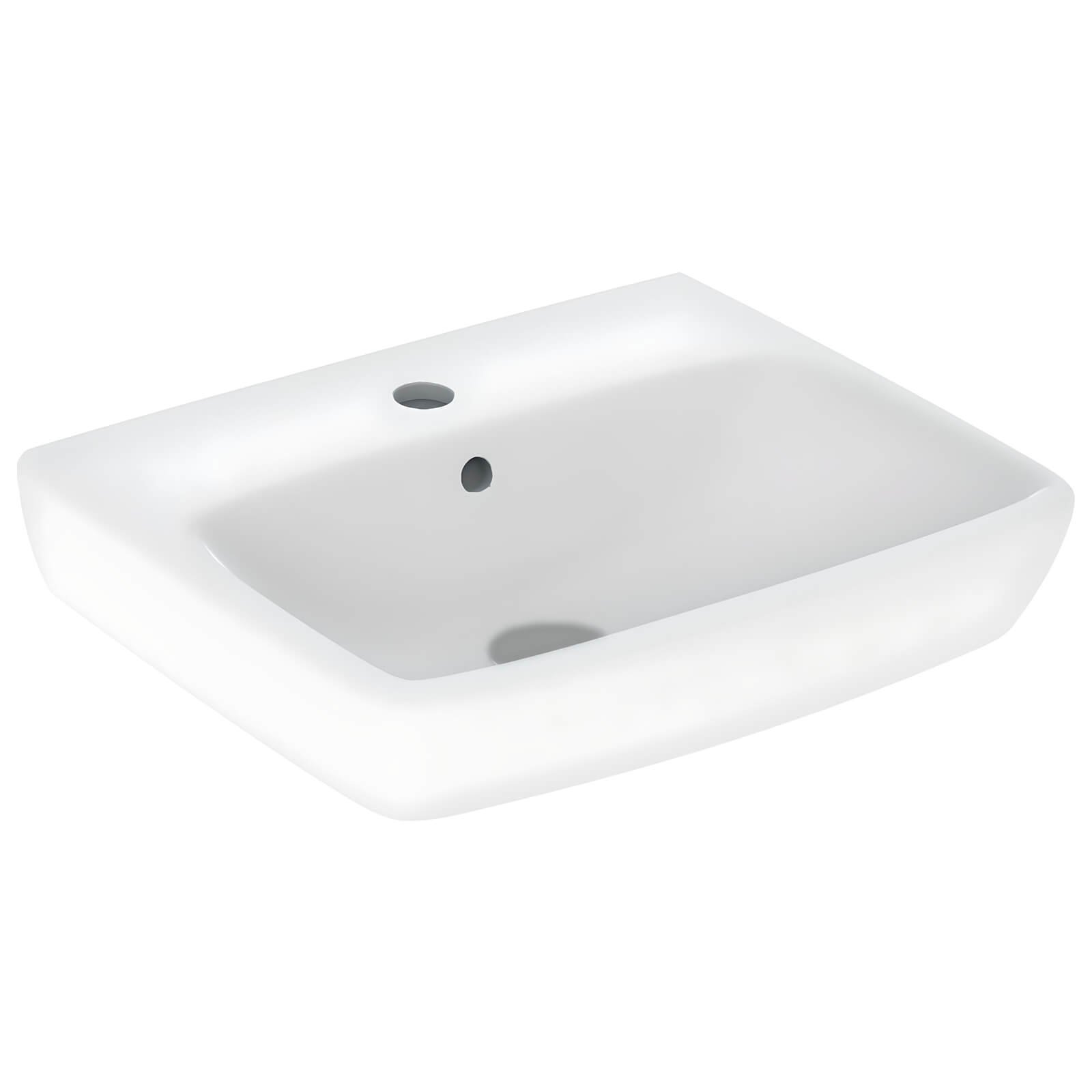Geberit Selnova Basin With Round Full Pedestal - 500mm Wide - 1 TH - White