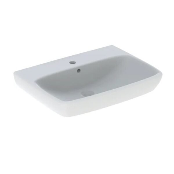 Geberit Selnova Rectangular Basin With Round Full Pedestal - 650mm Wide - 1 TH - White