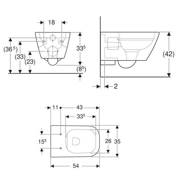 Geberit Selnova Rimless Wall Hung Toilet With Seat - White - Image 4