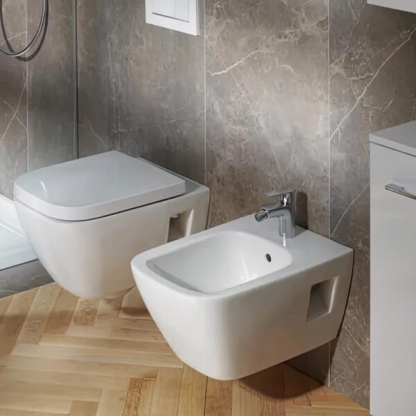 Geberit Selnova Square Wall Hung Bidet - 1 TH - White