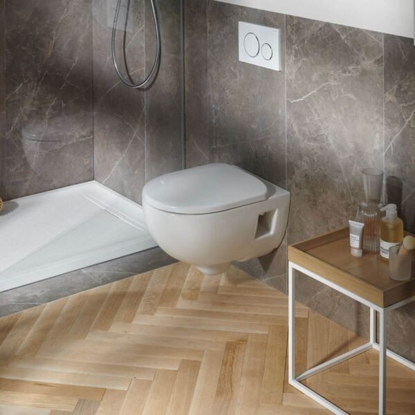 Geberit Selnova Semi-Shrouded Rimfree Wall Hung Toilet With Soft Close Seat And Cover - White