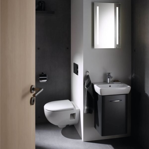 Geberit Selnova Semi-Shrouded Rimfree Wall Hung Toilet With Soft Close Seat And Cover - White - Image 3