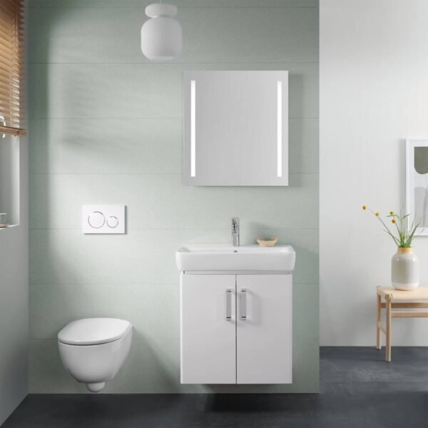 Geberit Selnova Semi-Shrouded Rimfree Wall Hung Toilet With Soft Close Seat And Cover - White - Image 4